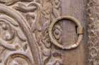 Saudi Arabia, Mecca, Jeddah, Al-Balad. Metal pull on a wooden door in the Al-Balad district. Art Print